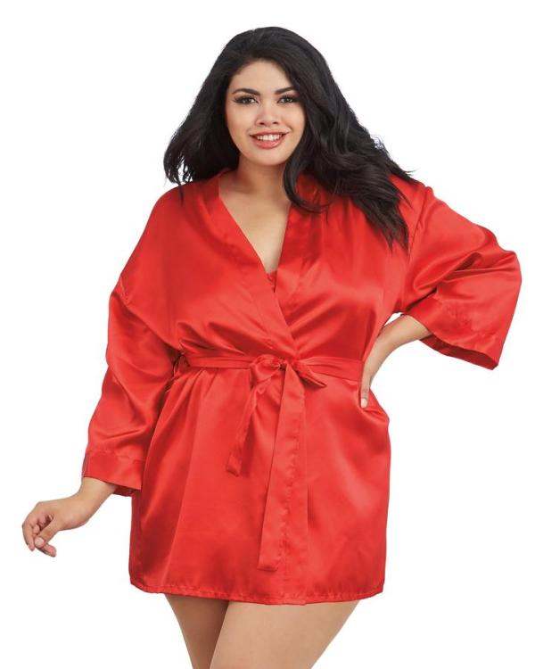 Ensemble Peignoir et Babydoll en Satin - 3717X - Grande Taille - Dreamgirl – Image 6