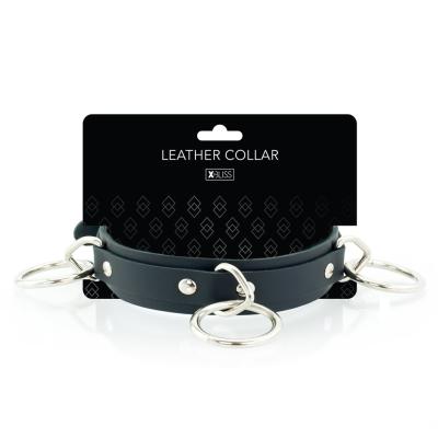 3 Ring Slave Collar - Collier en Cuir avec 3 Anneaux - XBliss