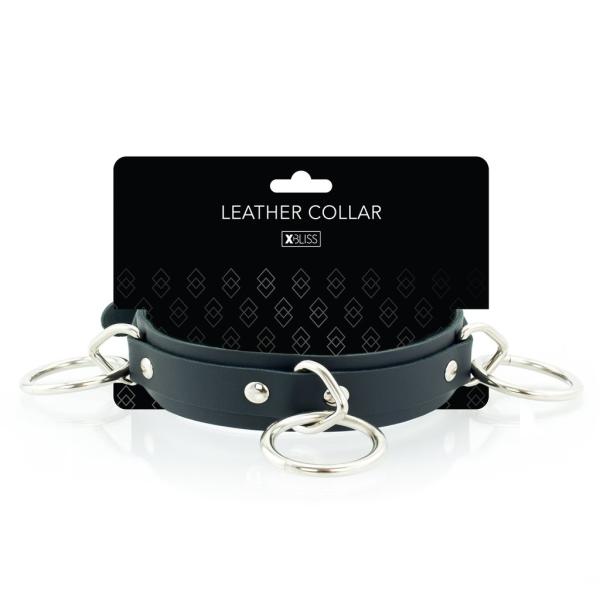 3 Ring Slave Collar - Collier en Cuir avec 3 Anneaux - XBliss