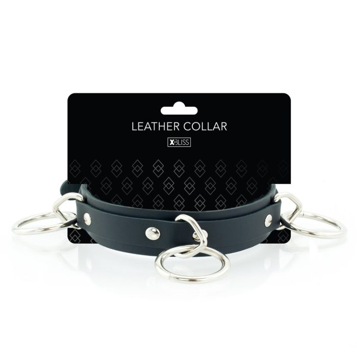 3 Ring Slave Collar - Collier en Cuir avec 3 Anneaux - XBliss