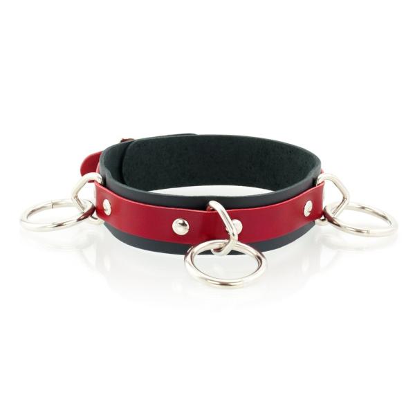 3 Ring Slave Collar - Collier en Cuir avec 3 Anneaux - XBliss – Image 2