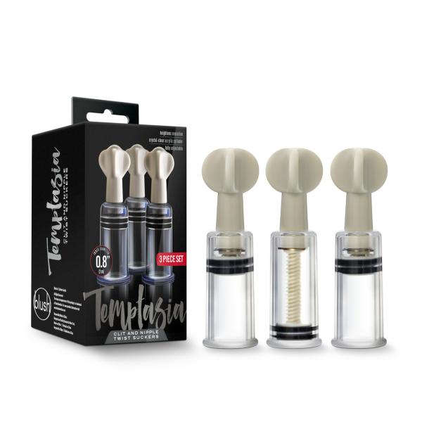 Clit and Nipple Twist Suckers - Temptasia - Ensemble de Cylindres d'Aspiration - Blush