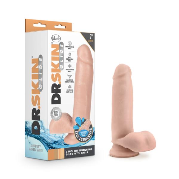 7 Self Lubricating Dildo - Dr. Skin Glide - Gode Réaliste Autolubrifiant - Blush