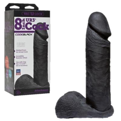 8 inch Cock - UltraSkyn - Code Black - Vac-U-Lock - Doc Jonhson