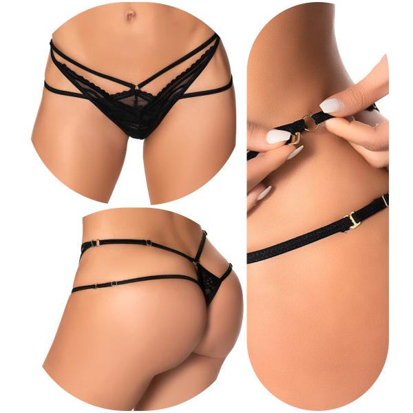 Strappy Thong - Dentelle avec Multi-Sangles - Mapalé