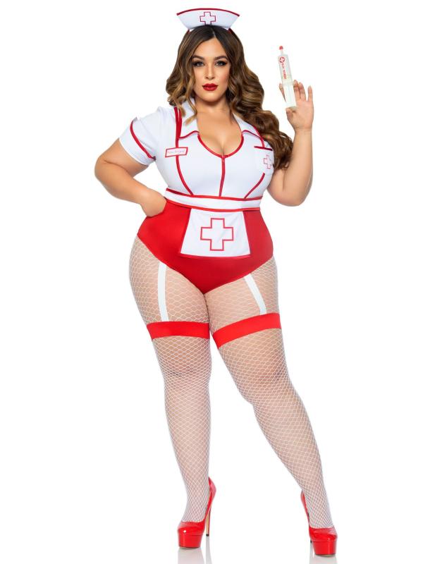 Infirmière Sexy en Vynile - Costume - 87086X - Grande Taille - Leg Avenue – Image 2
