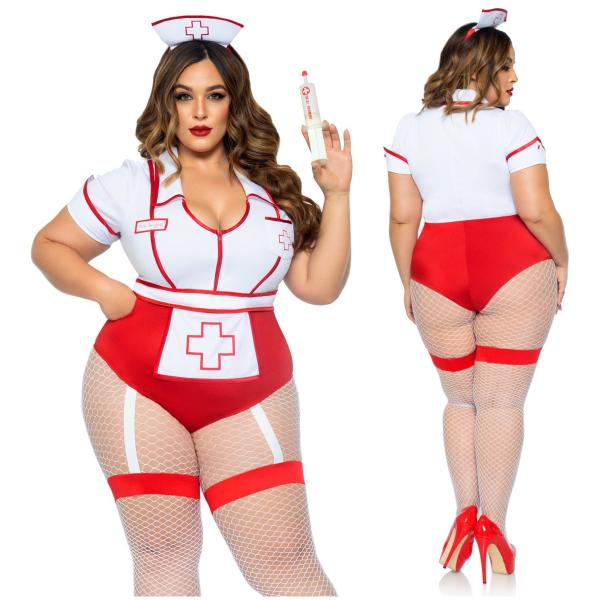 Infirmière Sexy en Vynile - Costume - 87086X - Grande Taille - Leg Avenue