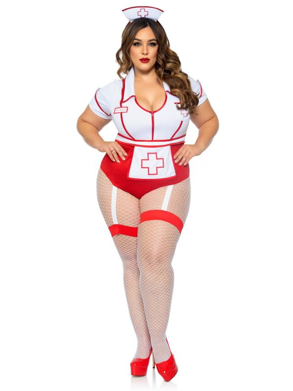 Infirmière Sexy en Vynile - Costume - 87086X - Grande Taille - Leg Avenue – Image 4