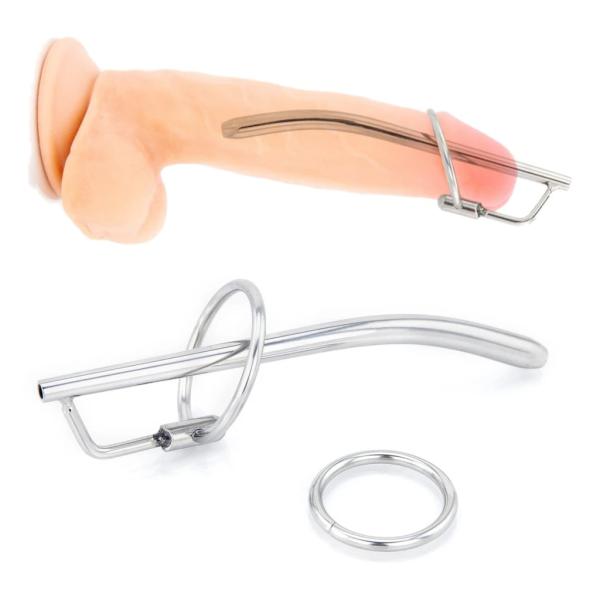 Urethral Inertia Prince’s Curved Wand Penis Plug with Glans Ring - Tige Urétrale - Xbliss