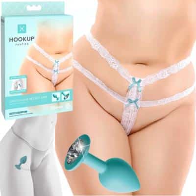 XL-2XL - Crotchless Secret Gem - Culotte avec Plug Anale - Hook Up Panties