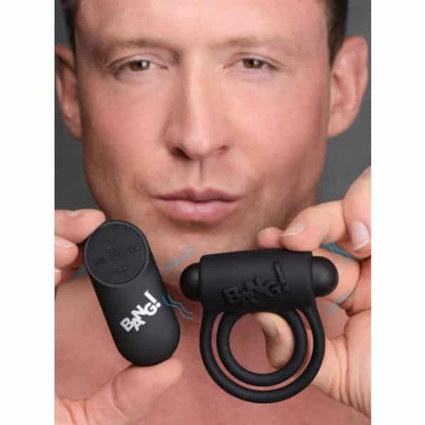 Cock Ring + Bullet with Remote Control - Anneau Double Rechargeable à Distance - Bang!