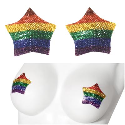 Étoile avec Strass Multi-Couleur - Pastille à Mamelon