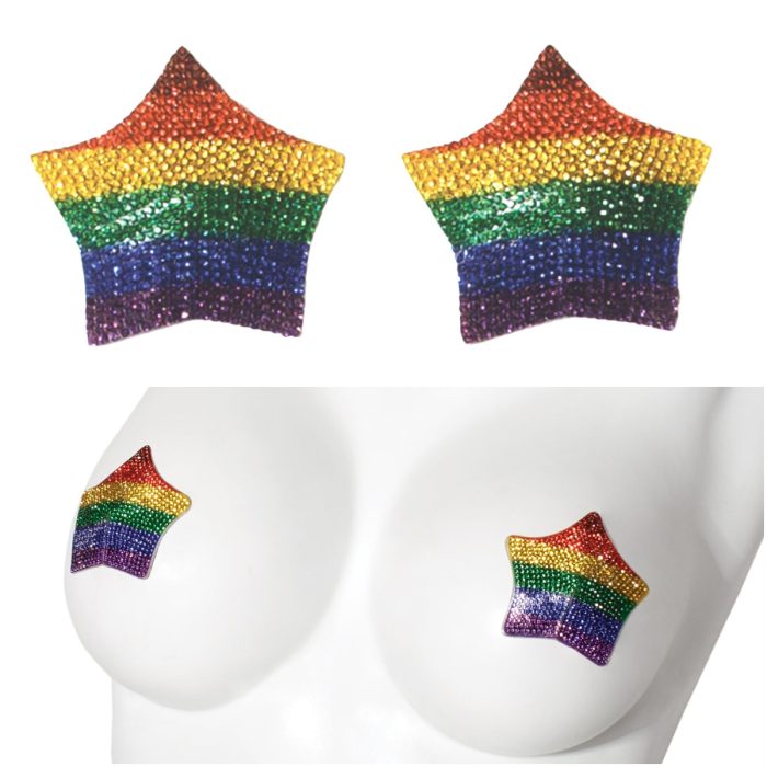 Étoile avec Strass Multi-Couleur - Pastille à Mamelon