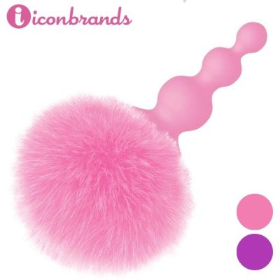 Plug anal à perles avec queue de lapin Cottontails rose