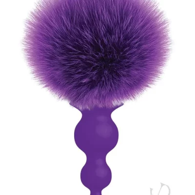 Silicone Bunny Tail Butt Plug Beaded – Cottontails (3) Plug anal silicone à perles avec queue en fausse fourrure