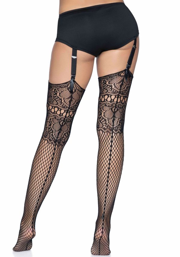 Bas en Résille avec Haut en Dentelle - Adeline- 9901 - Leg Avenue – Image 3