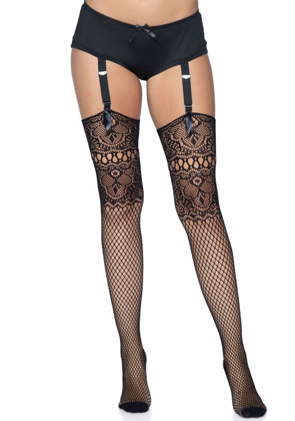 Bas en Résille avec Haut en Dentelle - Adeline- 9901 - Leg Avenue – Image 2