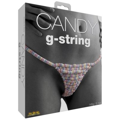 G-string en bonbon porté avec le Candy Bra.