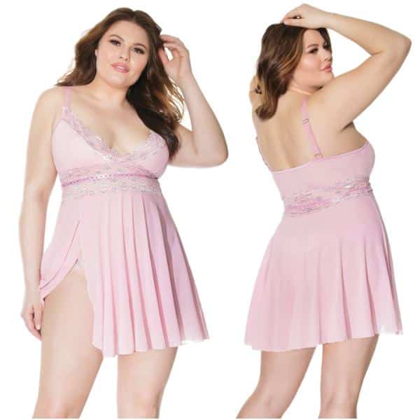 Ensemble Nuisette et String - 21508X - Grande Taille - Coquette
