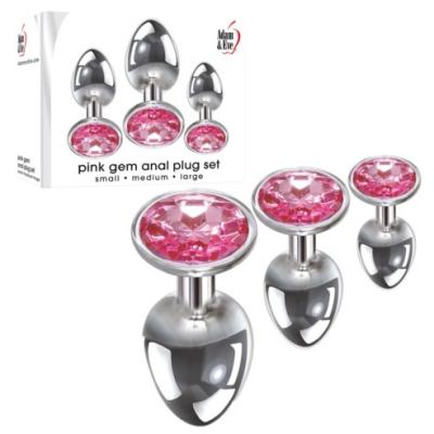 Pink Gem Anal Plug Set - Ensemble de Plugs Anales Ornées d'un Bijou - Adam & Eve