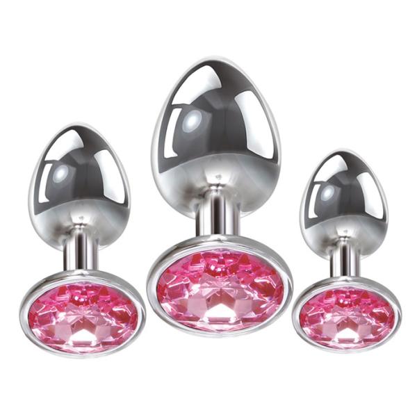 Pink Gem Anal Plug Set - Ensemble de Plugs Anales Ornées d'un Bijou - Adam & Eve