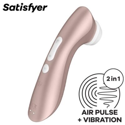 Satisfyer Pro 2+ in light gold — Air‑Pulse + vibration clitoral stimulator