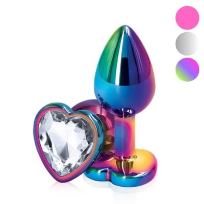 Plug anal cœur Rear Assets en gros plan sur fond doux.