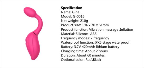 Télécommande intégrée du Gina de Yuanse pour 7 rythmes de vibration.