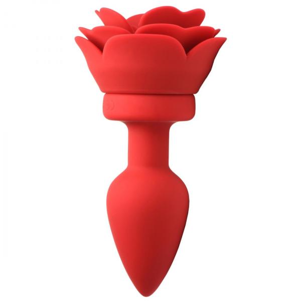 28X Silicone Vibrating Rose Anal Plug - Plug Anale Ornée d'une Rose à Distance - Booty Sparks – Image 2