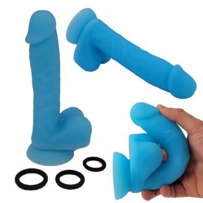 Glow Liquid Pleasure 7 - Gode en Silicone Liquide avec Ensemble d'Anneau