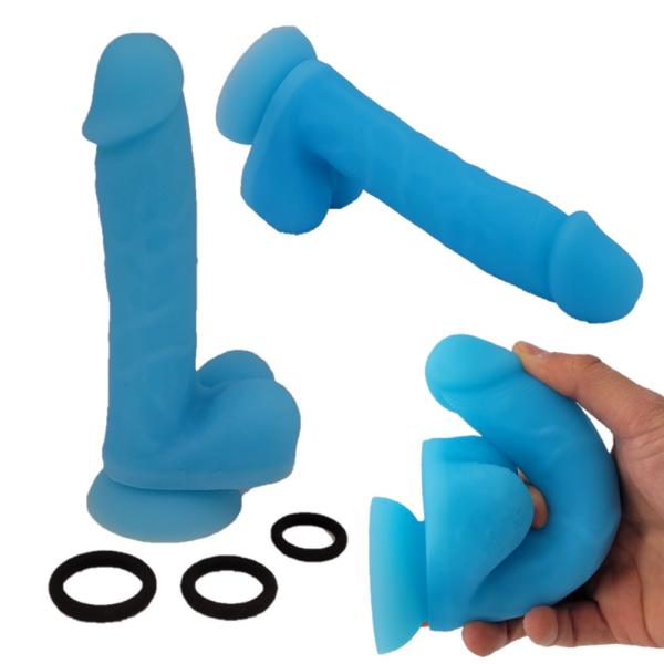Glow Liquid Pleasure 7 - Gode en Silicone Liquide avec Ensemble d'Anneau