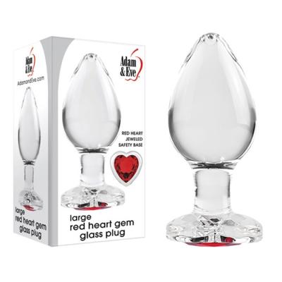 Large Red Heart Gem Glass Plug - Plug Anale en Verre avec Bijou en Coeur - Adam & Eve