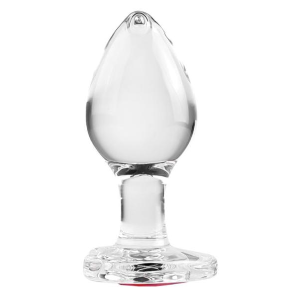 Medium Red Heart Gem Glass Plug - Plug Anale en Verre avec Bijou en Coeur - Adam & Eve – Image 3