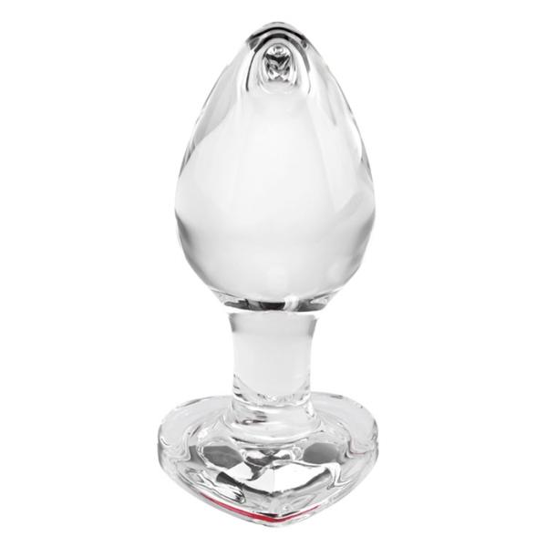 Medium Red Heart Gem Glass Plug - Plug Anale en Verre avec Bijou en Coeur - Adam & Eve – Image 2
