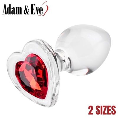 Red Heart Gem Glass Plug - Adam & Eve