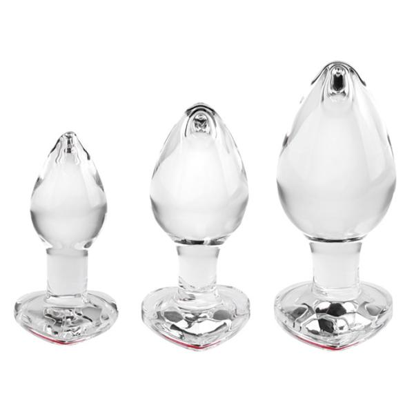 Red Heart Gem Glass Plug Set - Ensemble de Plugs Anales en Verre avec Bijou en Coeur - Adam & Eve – Image 5