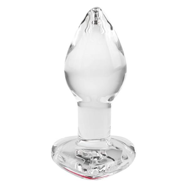 Small Red Heart Gem Glass Plug - Plug Anale en Verre avec Bijou en Coeur - Adam & Eve – Image 3