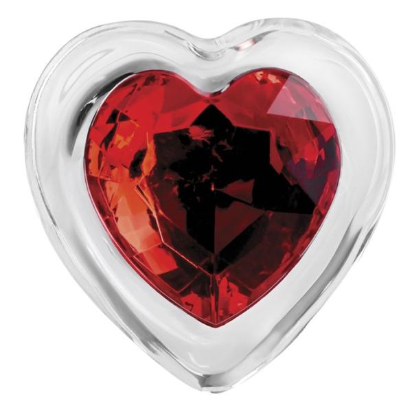 Small Red Heart Gem Glass Plug - Plug Anale en Verre avec Bijou en Coeur - Adam & Eve – Image 4