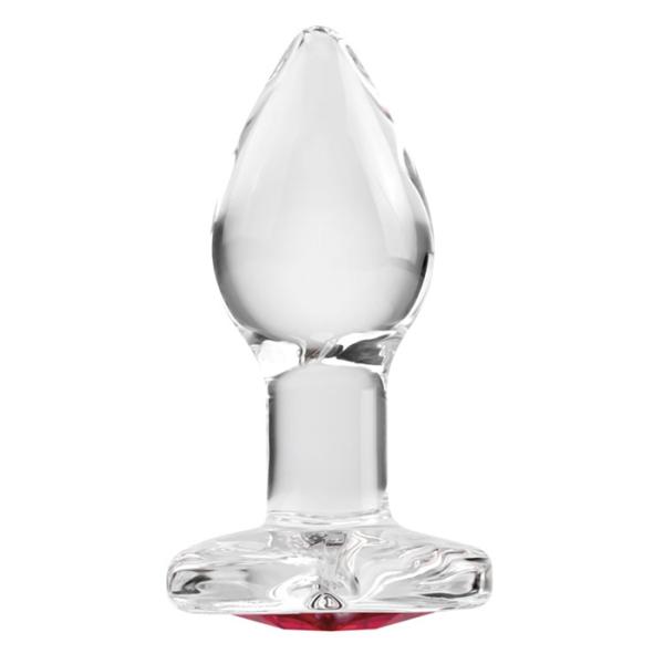 Small Red Heart Gem Glass Plug - Plug Anale en Verre avec Bijou en Coeur - Adam & Eve – Image 2