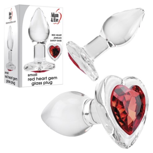 Small Red Heart Gem Glass Plug - Plug Anale en Verre avec Bijou en Coeur - Adam & Eve
