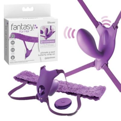 Ultimate G-Spot Butterfly Strap-On - Harnais Vibrant à Distance - Fantasy for Her