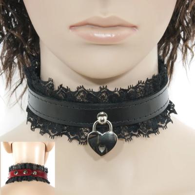 Fancy Heart Collar - Collier en Cuir avec Dentelle et Coeur - Xbliss