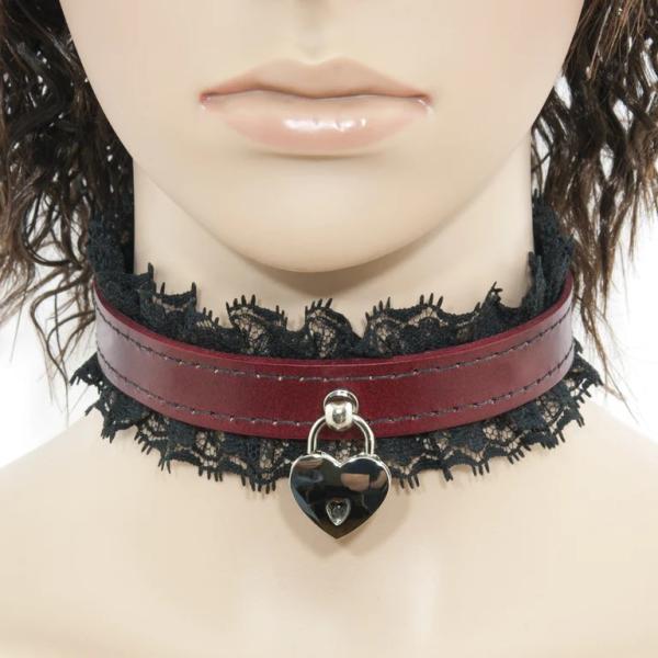 Fancy Heart Collar - Collier en Cuir avec Dentelle et Coeur - Xbliss – Image 3