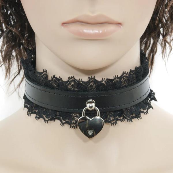 Fancy Heart Collar - Collier en Cuir avec Dentelle et Coeur - Xbliss – Image 2