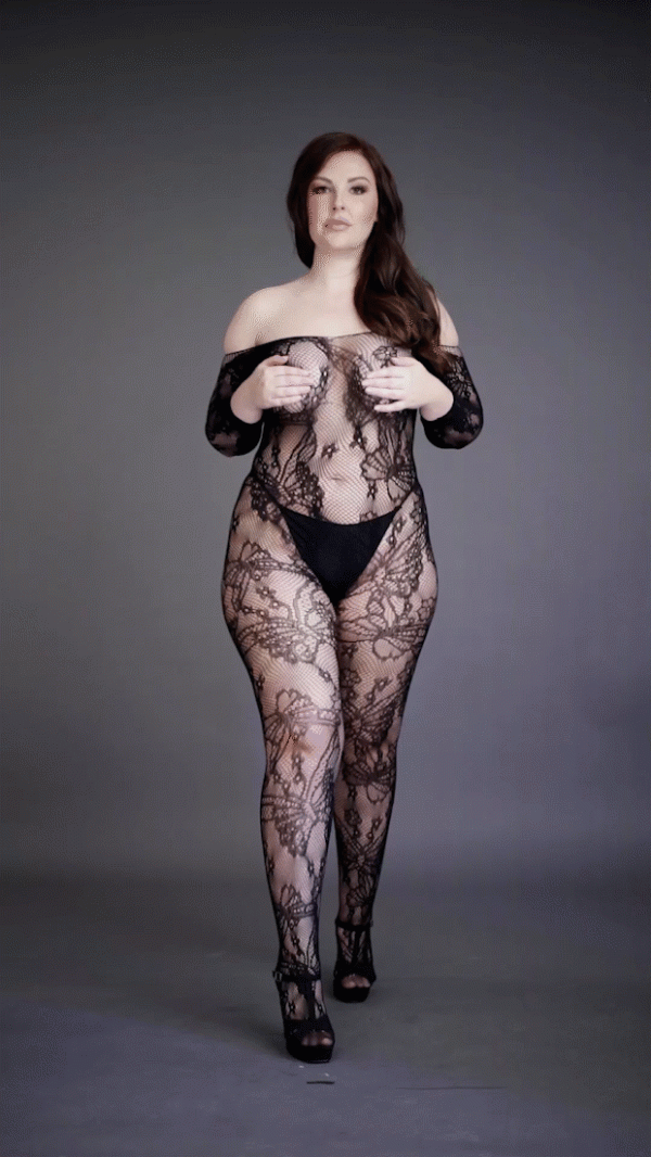 Lace Sleeved Bodystocking - 033X - Grande Taille - Le Désir – Image 3