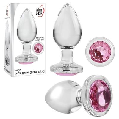 Large Pink Gem Glass Plug - Plug Anale en Verre avec Bijou Rose - Adam & Eve
