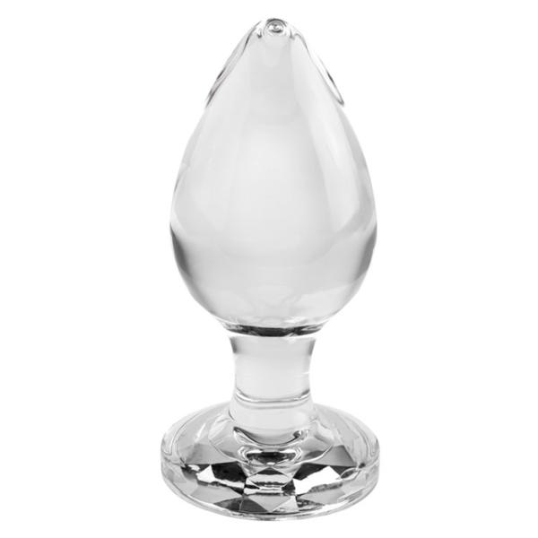 Large Pink Gem Glass Plug - Plug Anale en Verre avec Bijou Rose - Adam & Eve