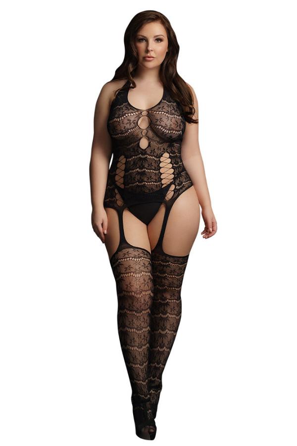 Opaque Lace Suspender Bodystocking - 014X - Grande Taille - Le Désir – Image 2