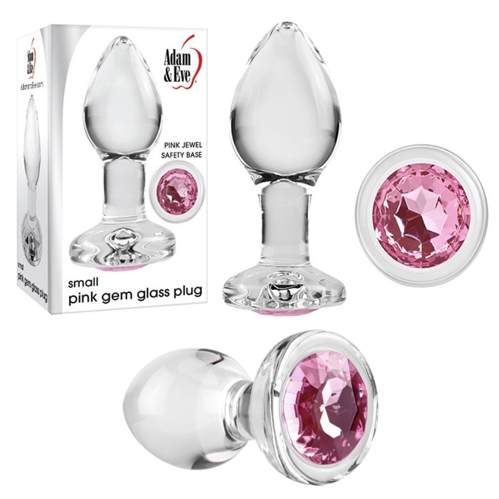 Small Pink Gem Glass Plug - Plug Anale en Verre avec Bijou Rose - Adam & Eve
