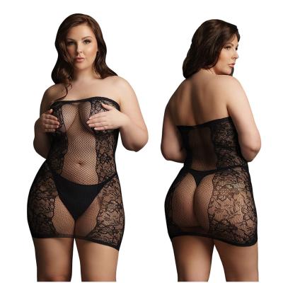 Strappless Fishnet and Lace Mini Dress - 025X - Le Désir